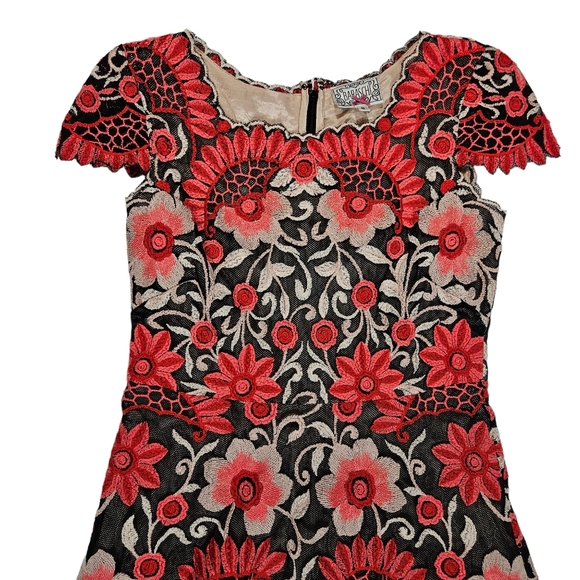 Anthropologie Yoana Baraschi Crisantemo Embroidered Lace Dress Sz 6 Fit & Flare - Picture 10 of 16